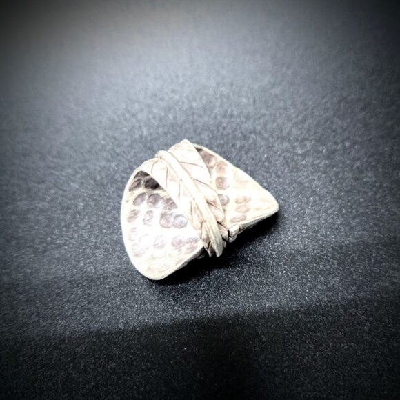 Karen Fine Silver wide Lotus Leaf Tribal Handmade Ring - Picture 2 of 8